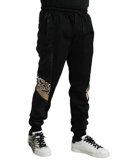 Elegantes pantalones deportivos de leopardo negros