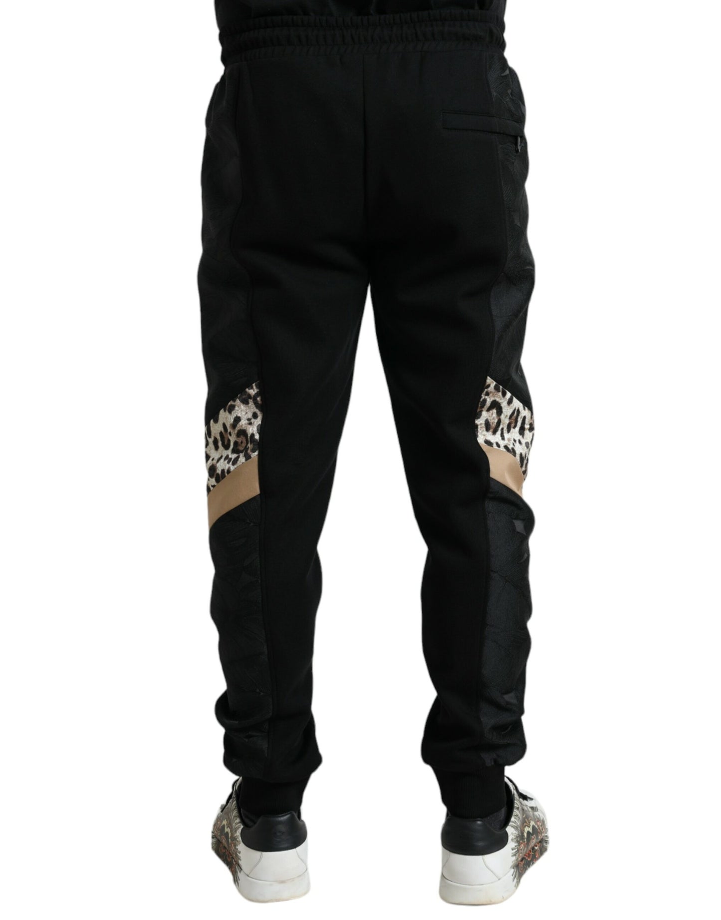 Elegantes pantalones deportivos de leopardo negros