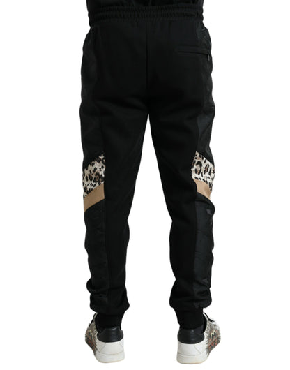 Elegantes pantalones deportivos de leopardo negros