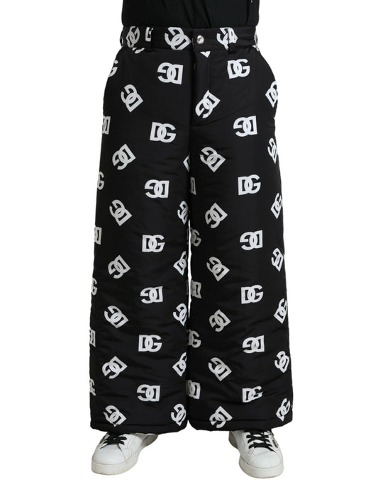 Pantalones elegantes de pierna ancha con estampado de firma