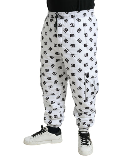 White Logo DG Print Men Jogger Sweatpants Pants