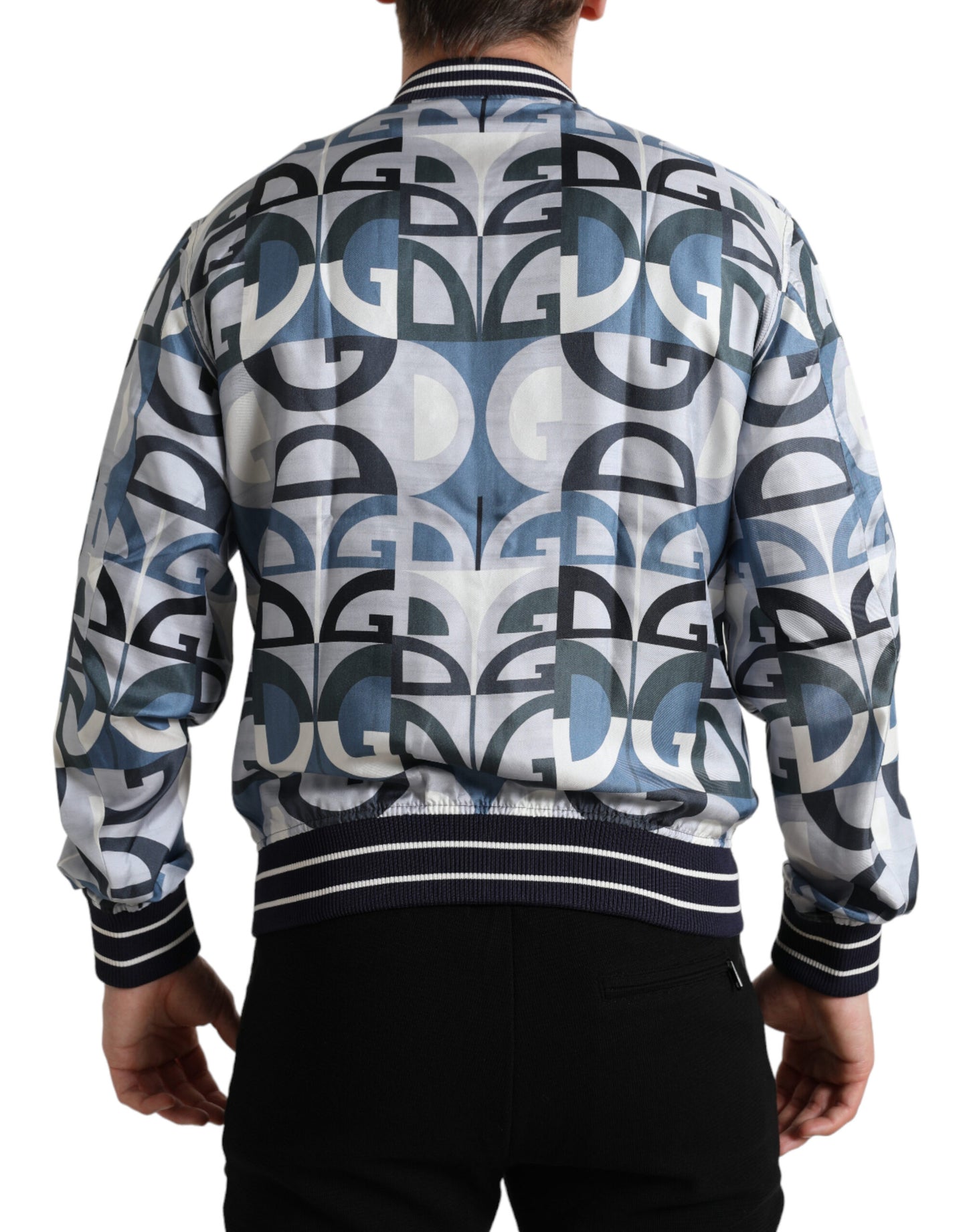 Chaqueta bomber de seda multicolor: elegancia clásica