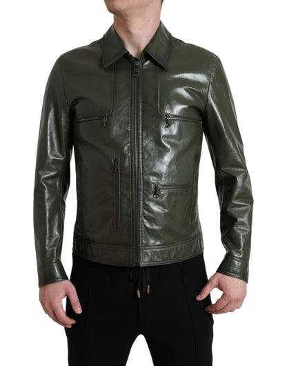 Chaqueta de motociclista de cuero Emerald Elegance