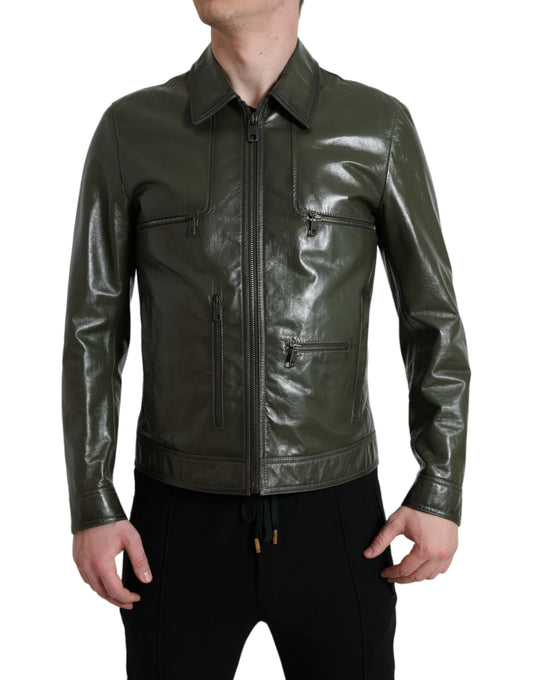 Chaqueta de motociclista de cuero Emerald Elegance