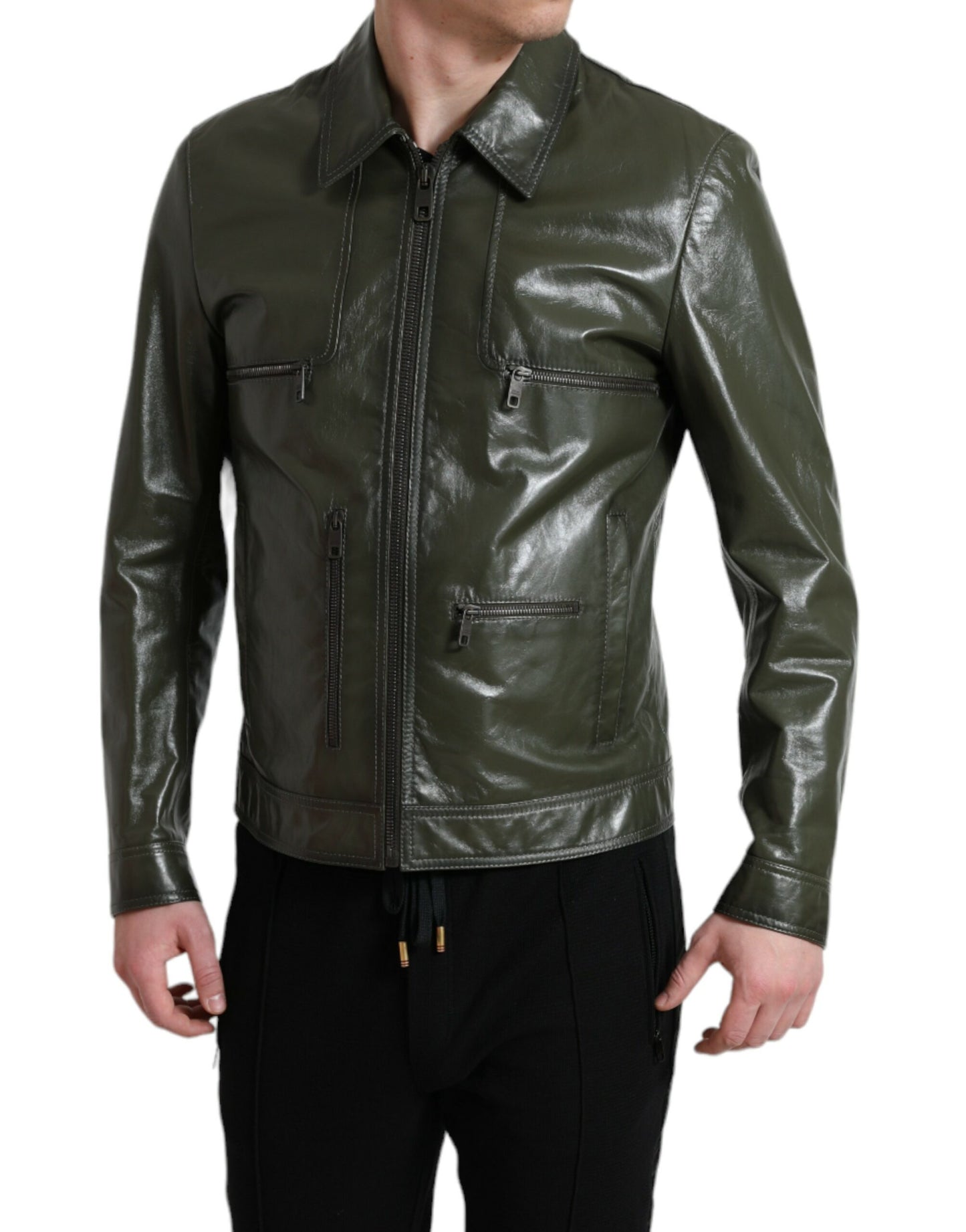 Chaqueta de motociclista de cuero Emerald Elegance