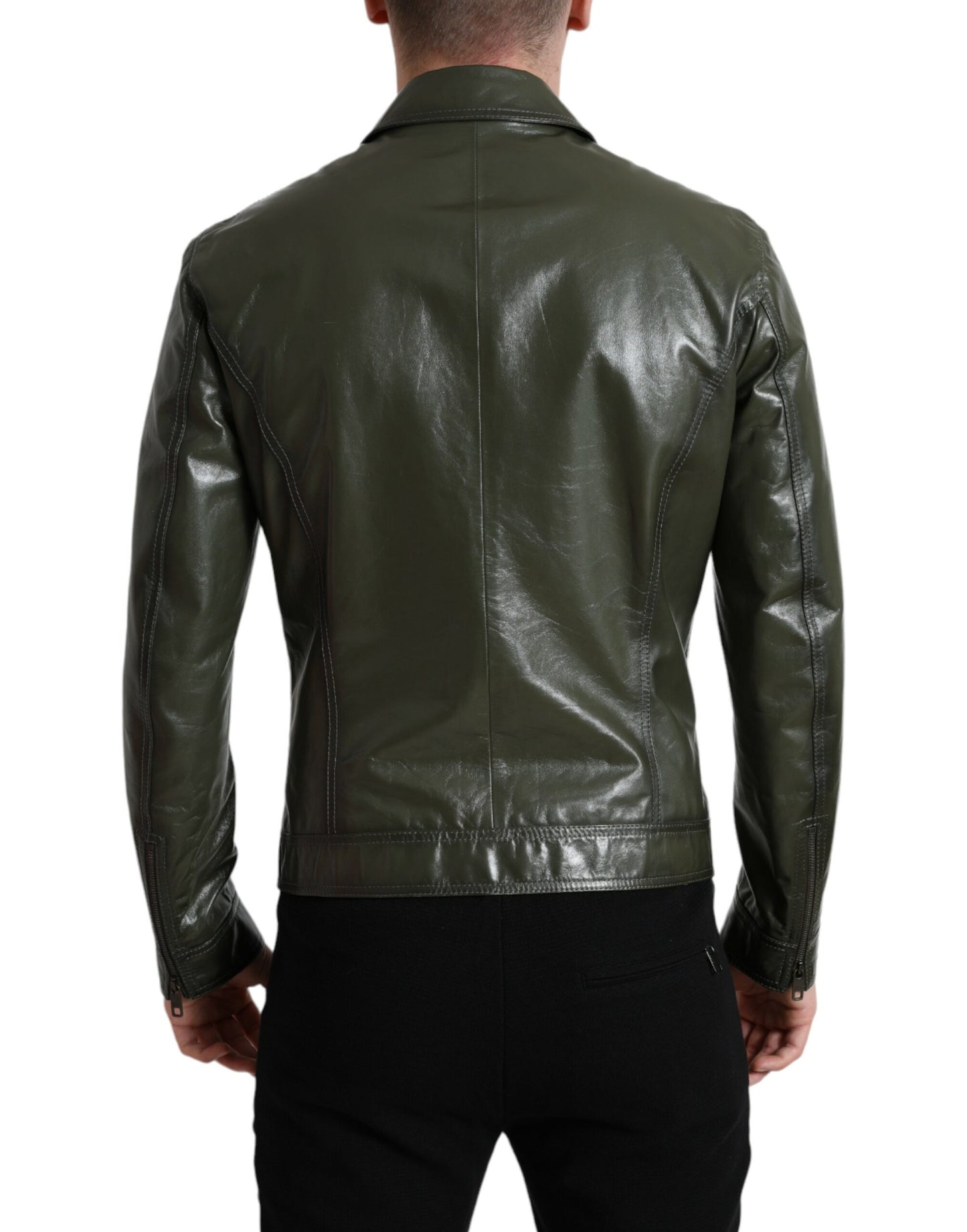 Chaqueta de motociclista de cuero Emerald Elegance
