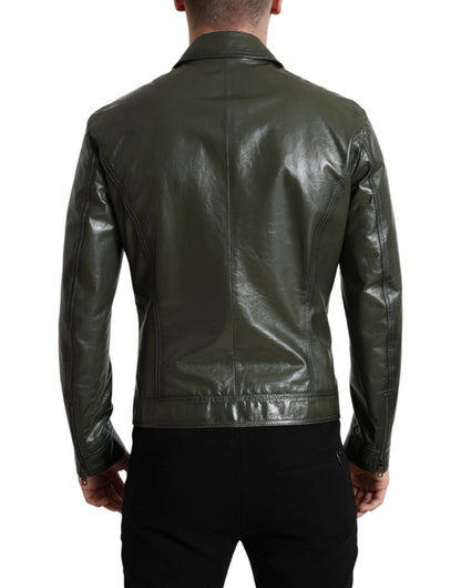 Chaqueta de motociclista de cuero Emerald Elegance