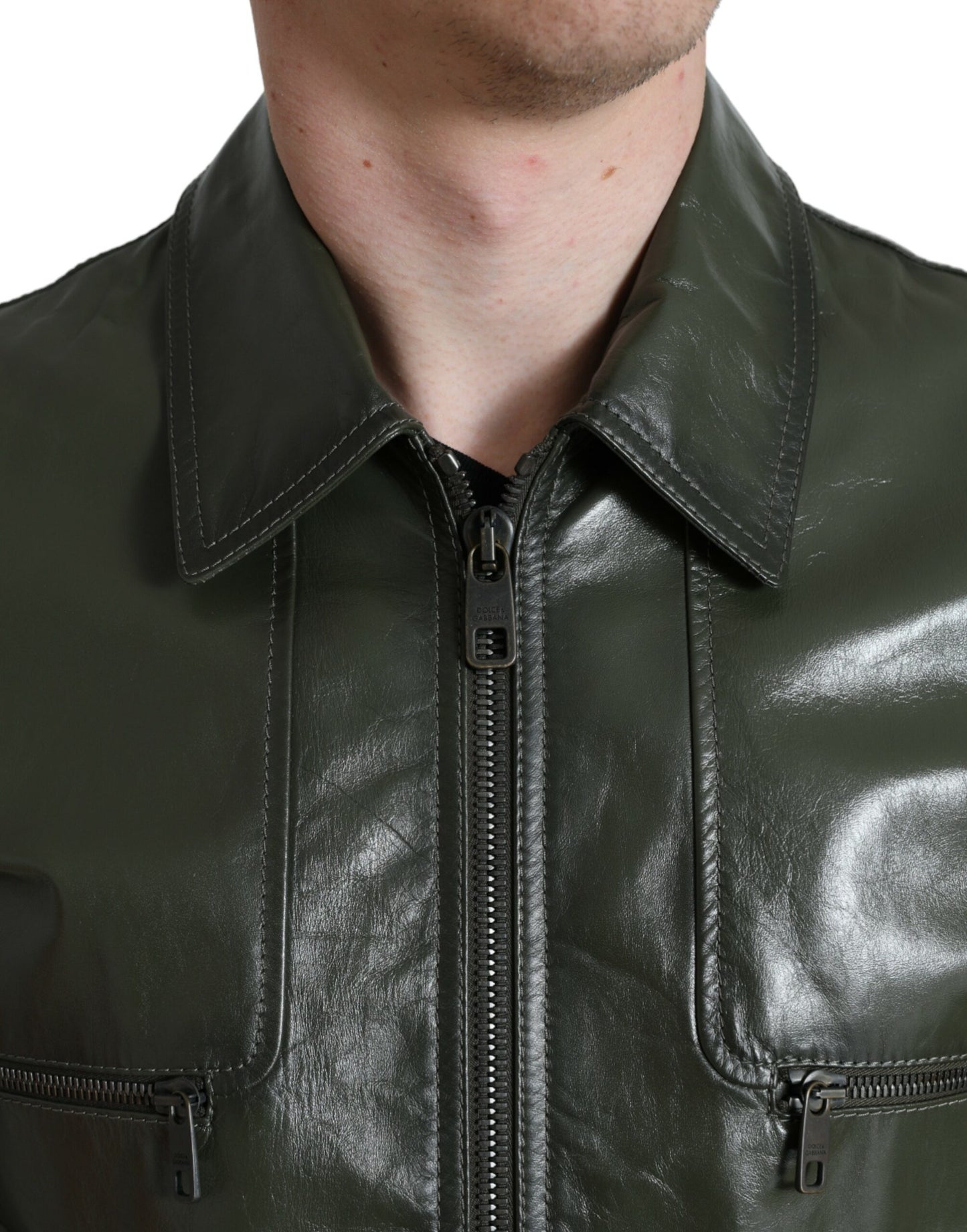 Chaqueta de motociclista de cuero Emerald Elegance