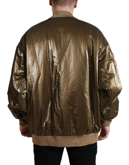 Elegante chaqueta bomber de color bronce