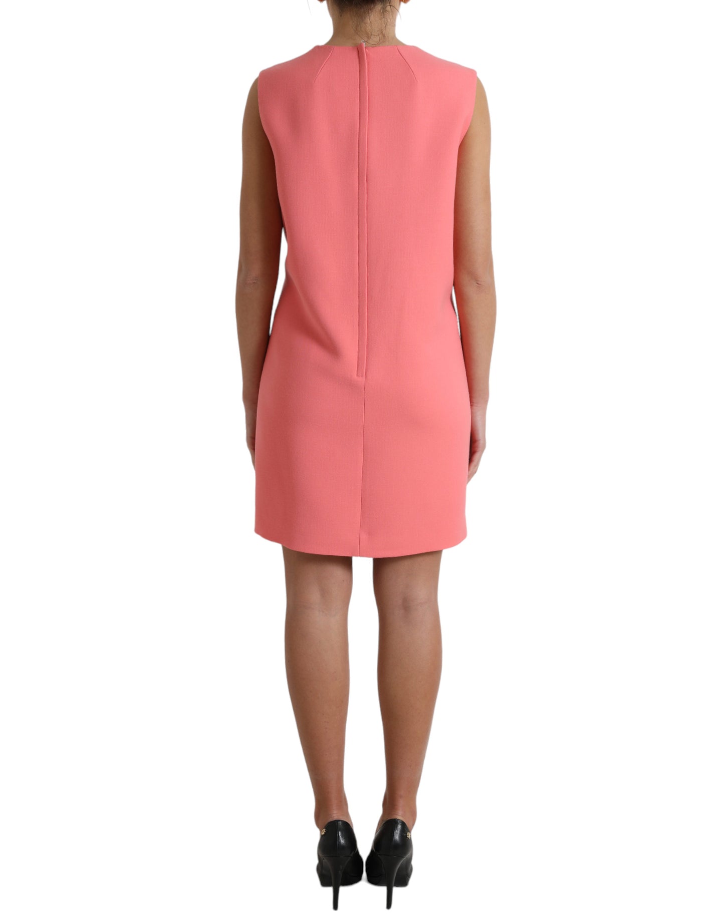Vestido mini recto sin mangas rosa chic