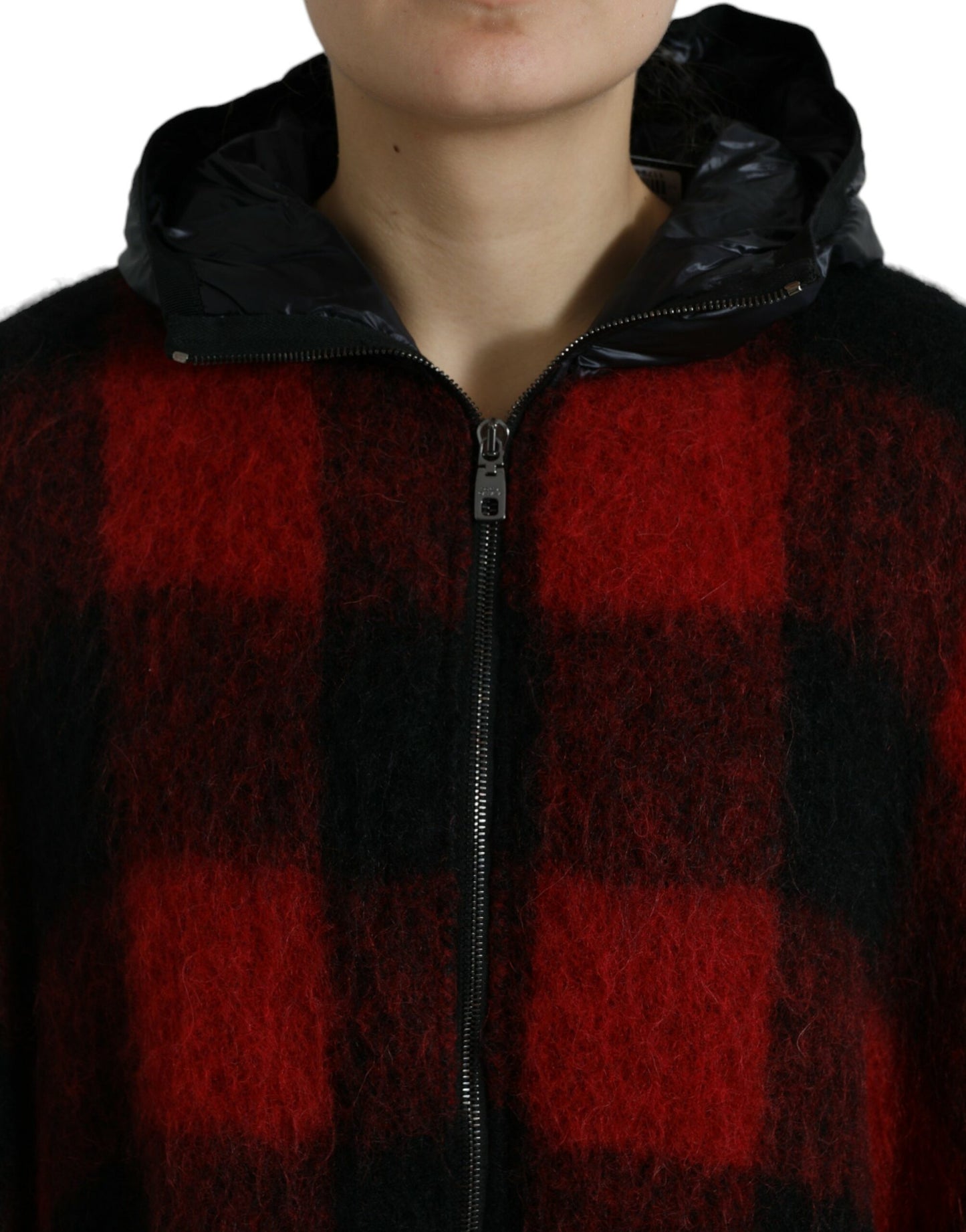 Chaqueta tipo poncho elegante con cuadros estilo búfalo