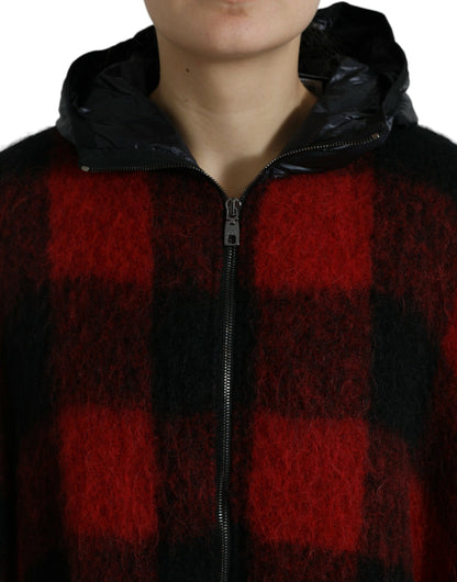 Chaqueta tipo poncho elegante con cuadros estilo búfalo