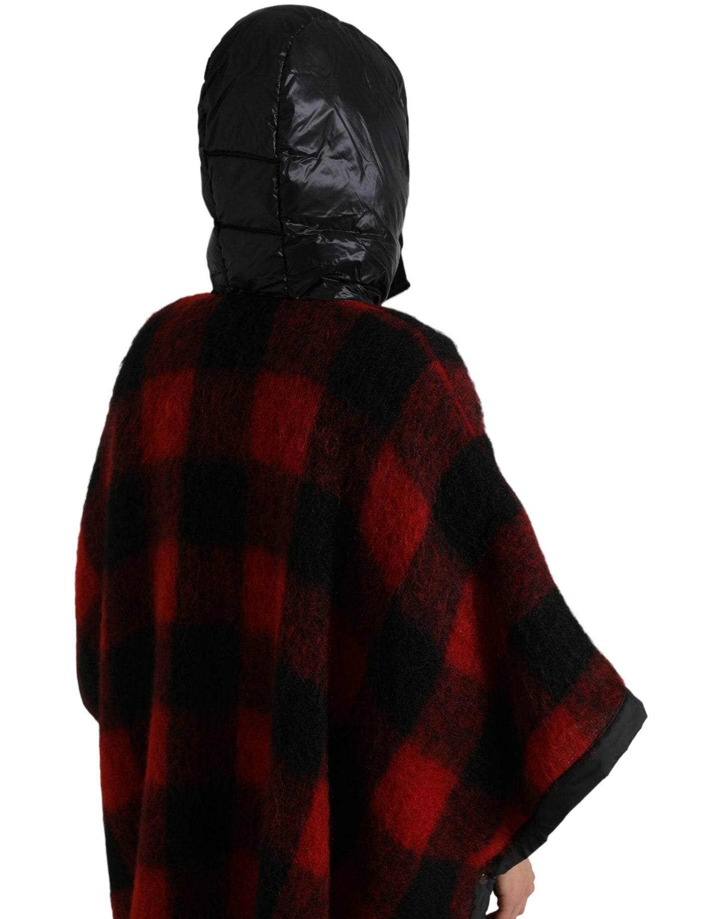 Chaqueta tipo poncho elegante con cuadros estilo búfalo