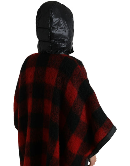 Chaqueta tipo poncho elegante con cuadros estilo búfalo