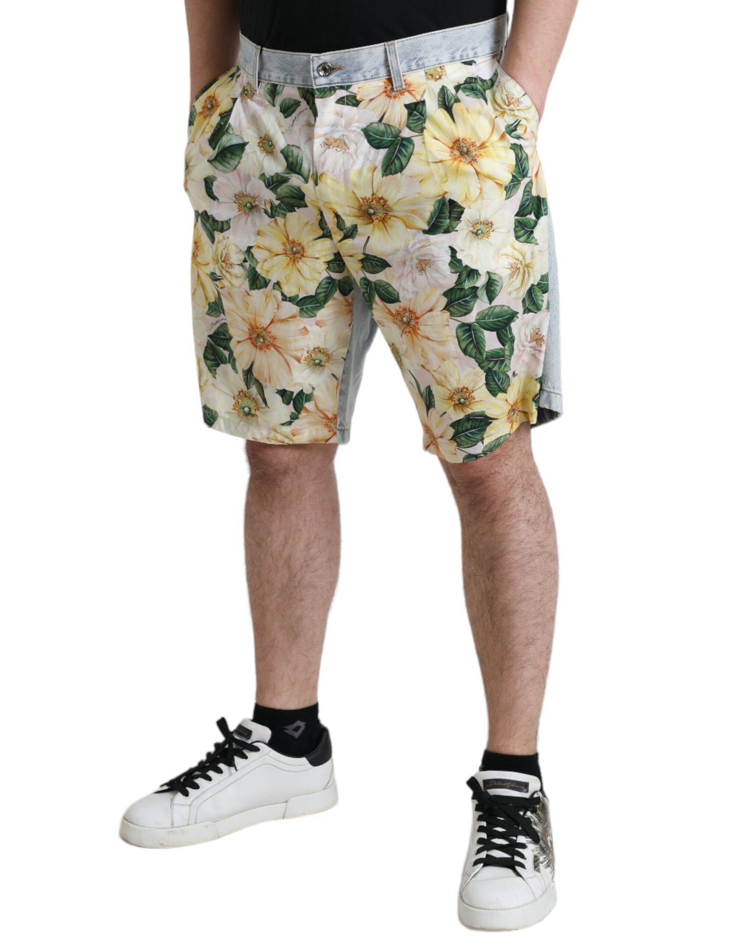 Bermudas de algodón con estampado floral multicolor