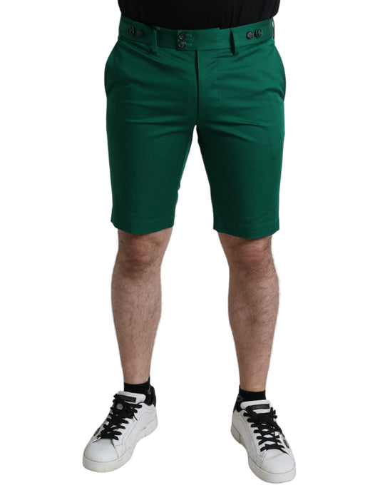 Elegantes bermudas de algodón verde oscuro