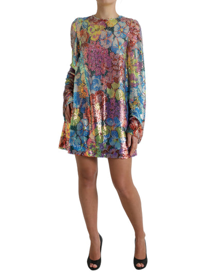 Elegante minivestido floral con lentejuelas