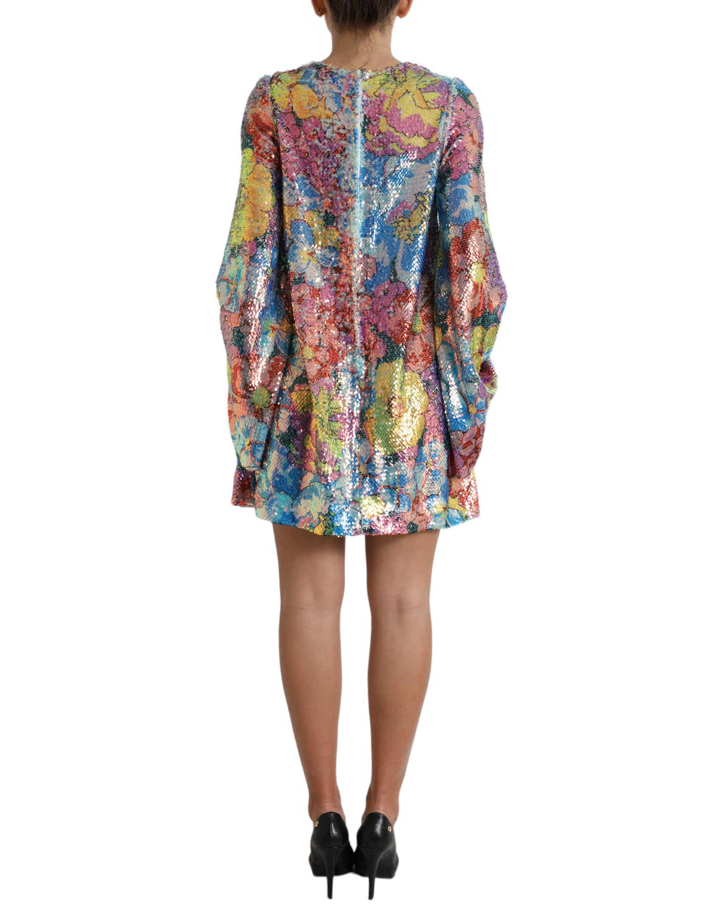 Elegante minivestido floral con lentejuelas