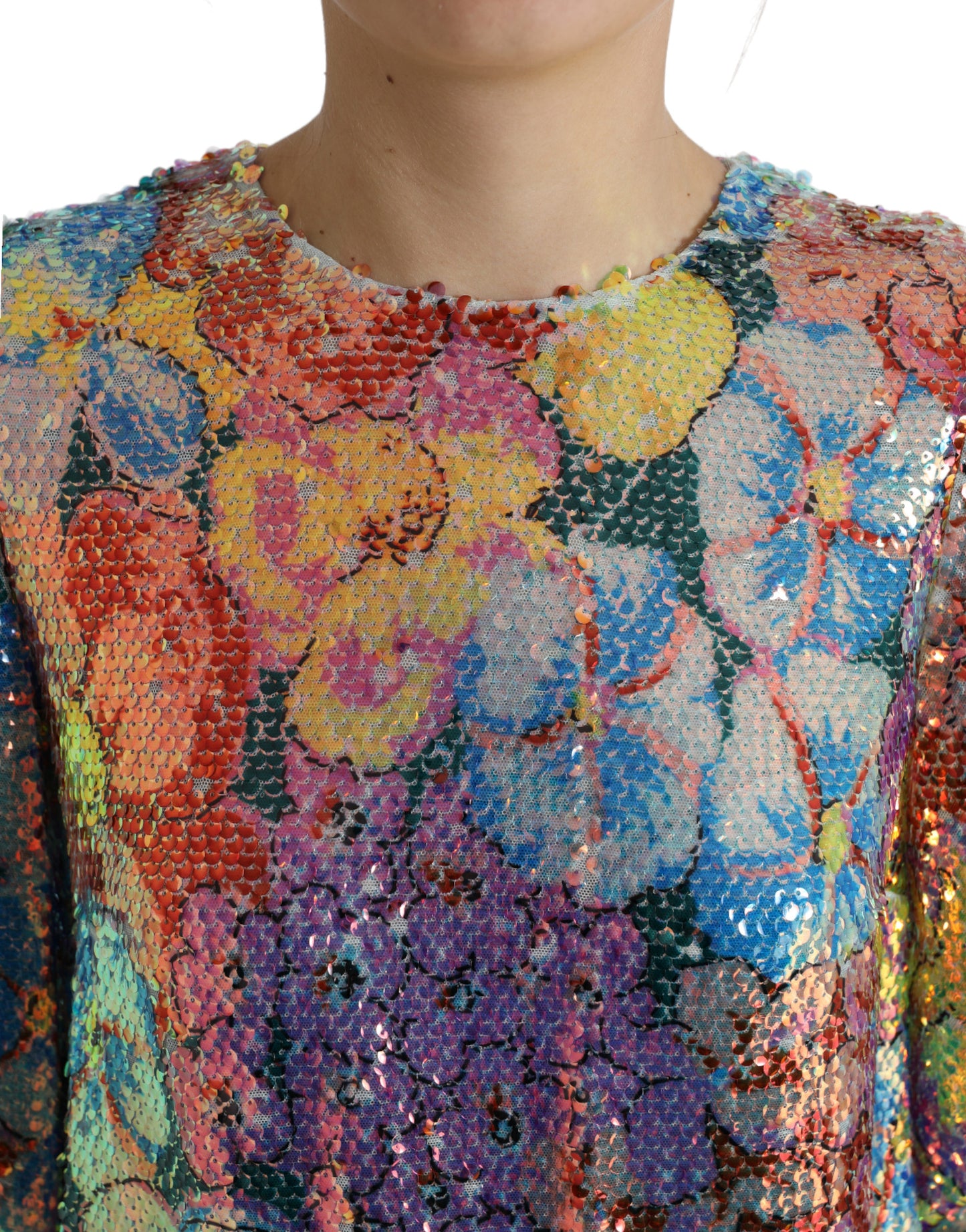 Elegante minivestido floral con lentejuelas