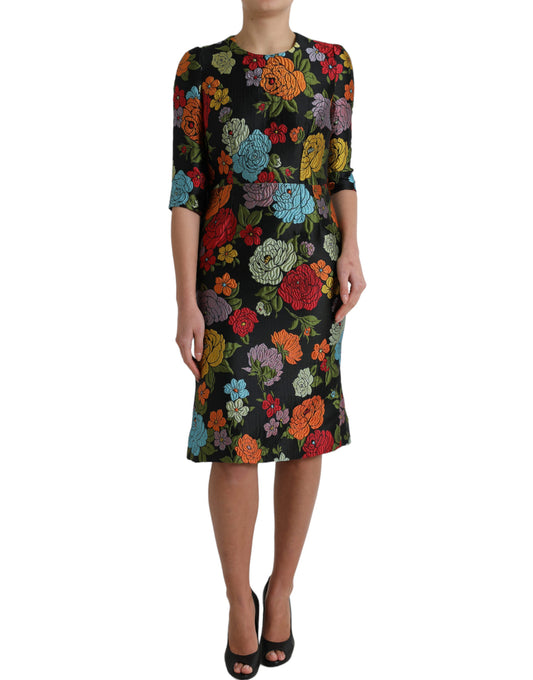 Elegante vestido tubo con bordado floral