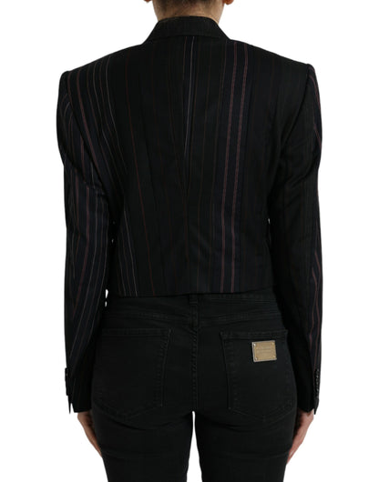 Elegante blazer de lana cruzado a rayas