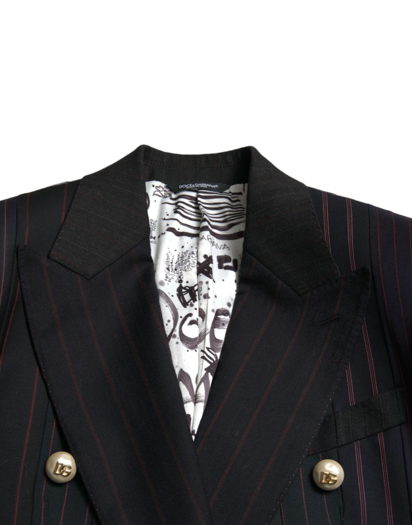 Elegante blazer de lana cruzado a rayas