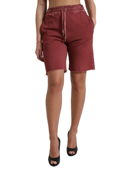 Pantalones cortos deportivos elegantes de diseño de cintura alta en color granate
