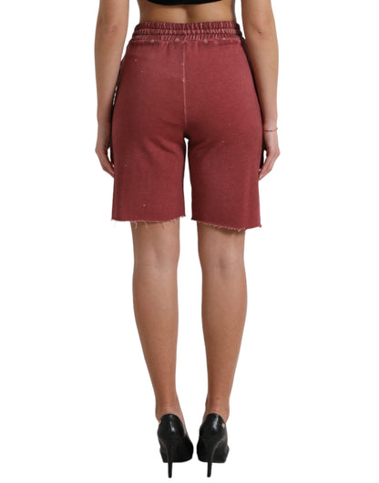 Pantalones cortos deportivos elegantes de diseño de cintura alta en color granate