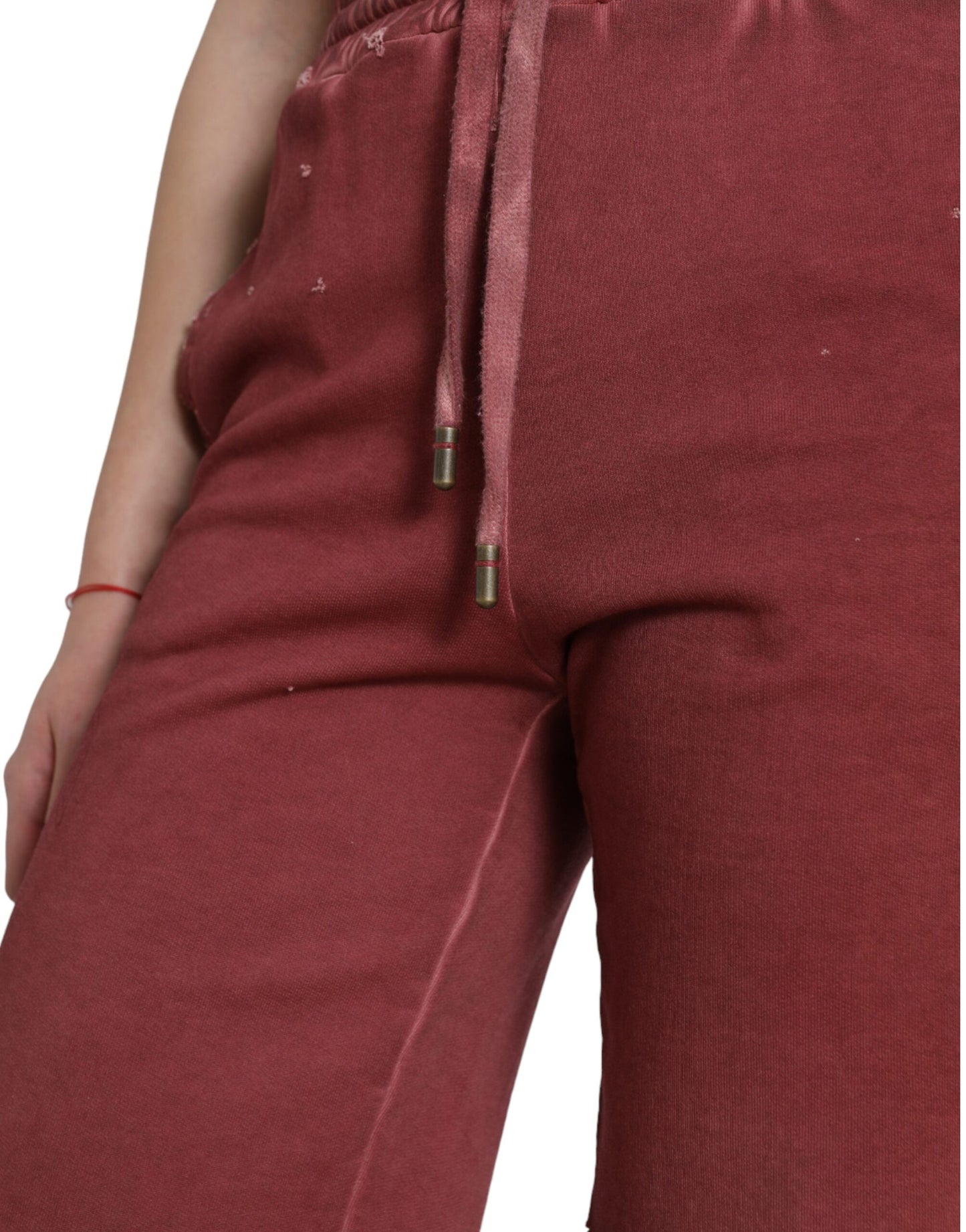 Pantalones cortos deportivos elegantes de diseño de cintura alta en color granate