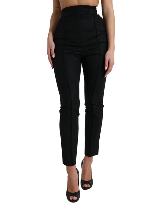Pantalones elegantes de lana con cintura alta y corte cónico