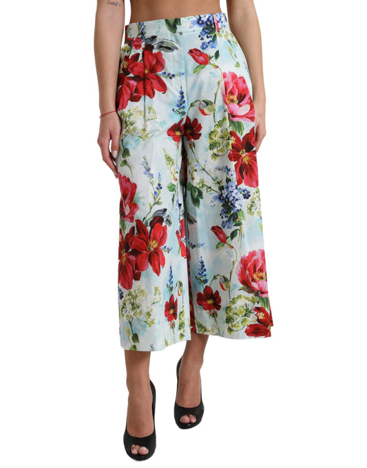 Pantalones anchos de cintura alta con estampado floral