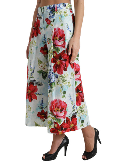 Pantalones anchos de cintura alta con estampado floral