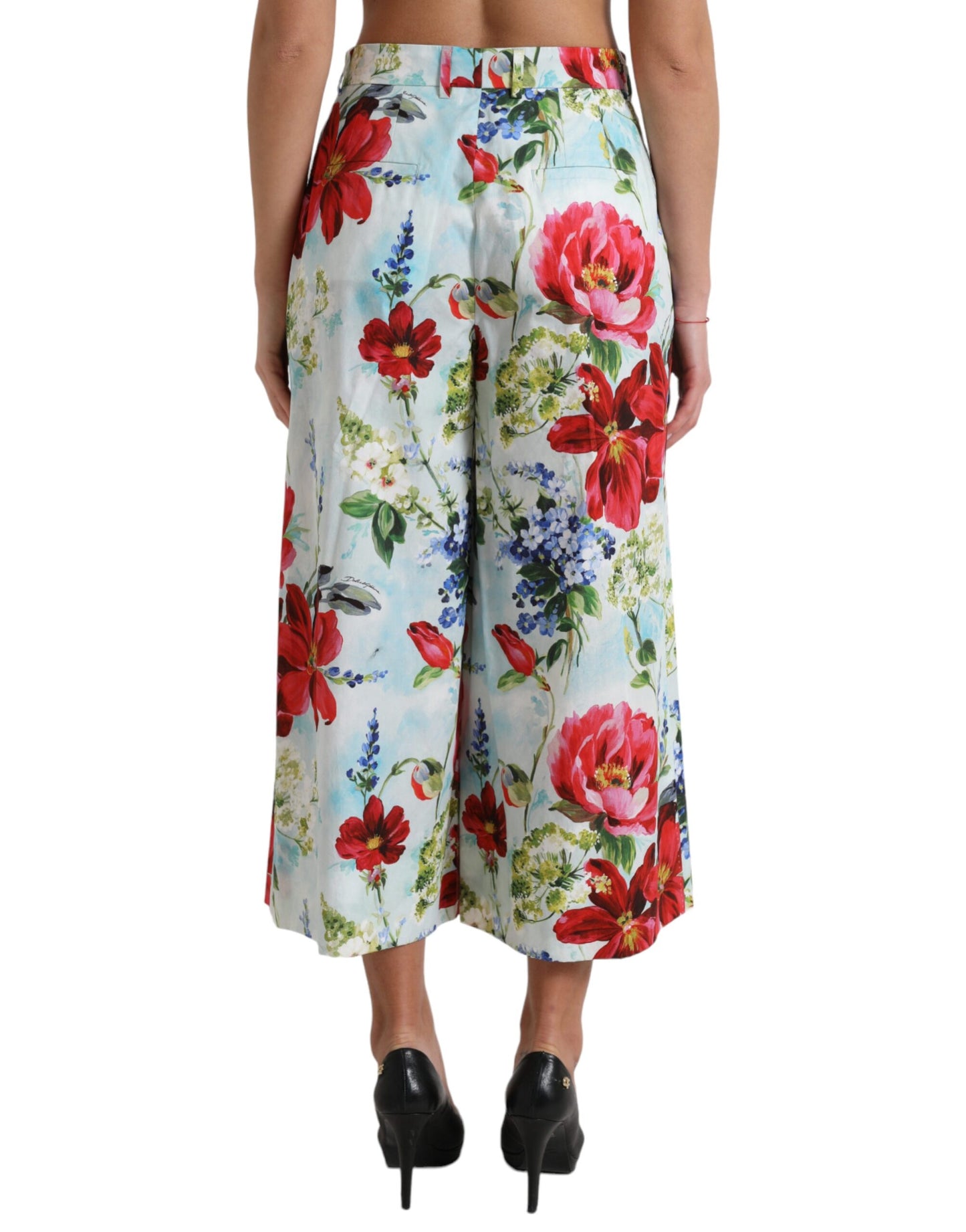 Pantalones anchos de cintura alta con estampado floral