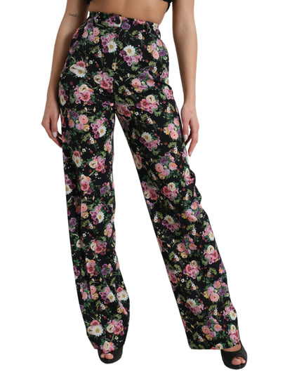 Pantalones anchos de cintura alta con estampado floral