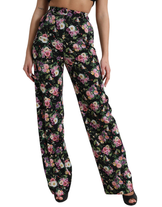 Pantalones anchos de cintura alta con estampado floral