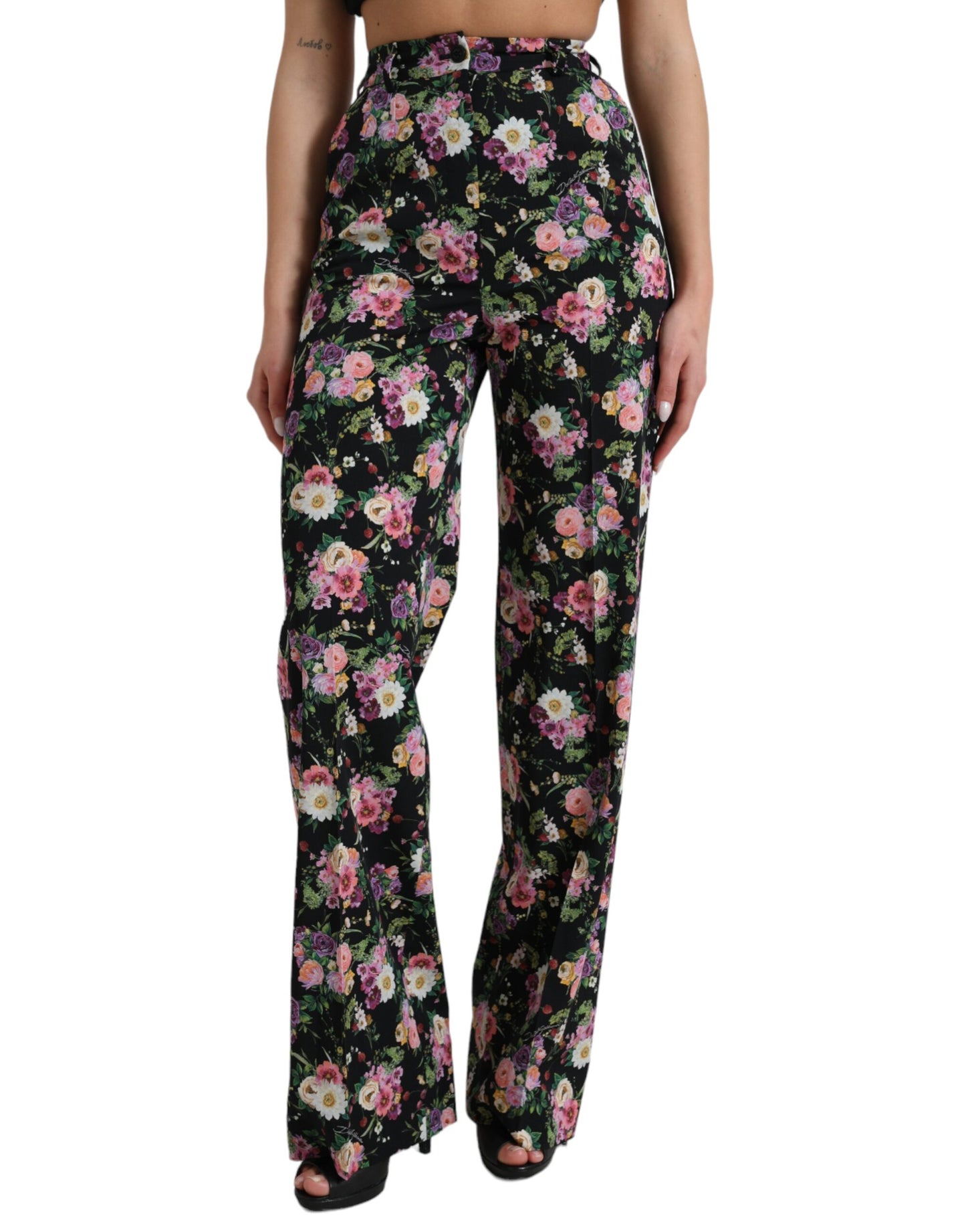 Pantalones anchos de cintura alta con estampado floral