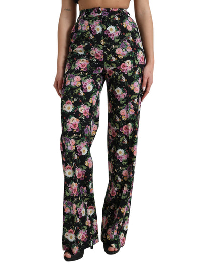 Pantalones anchos de cintura alta con estampado floral