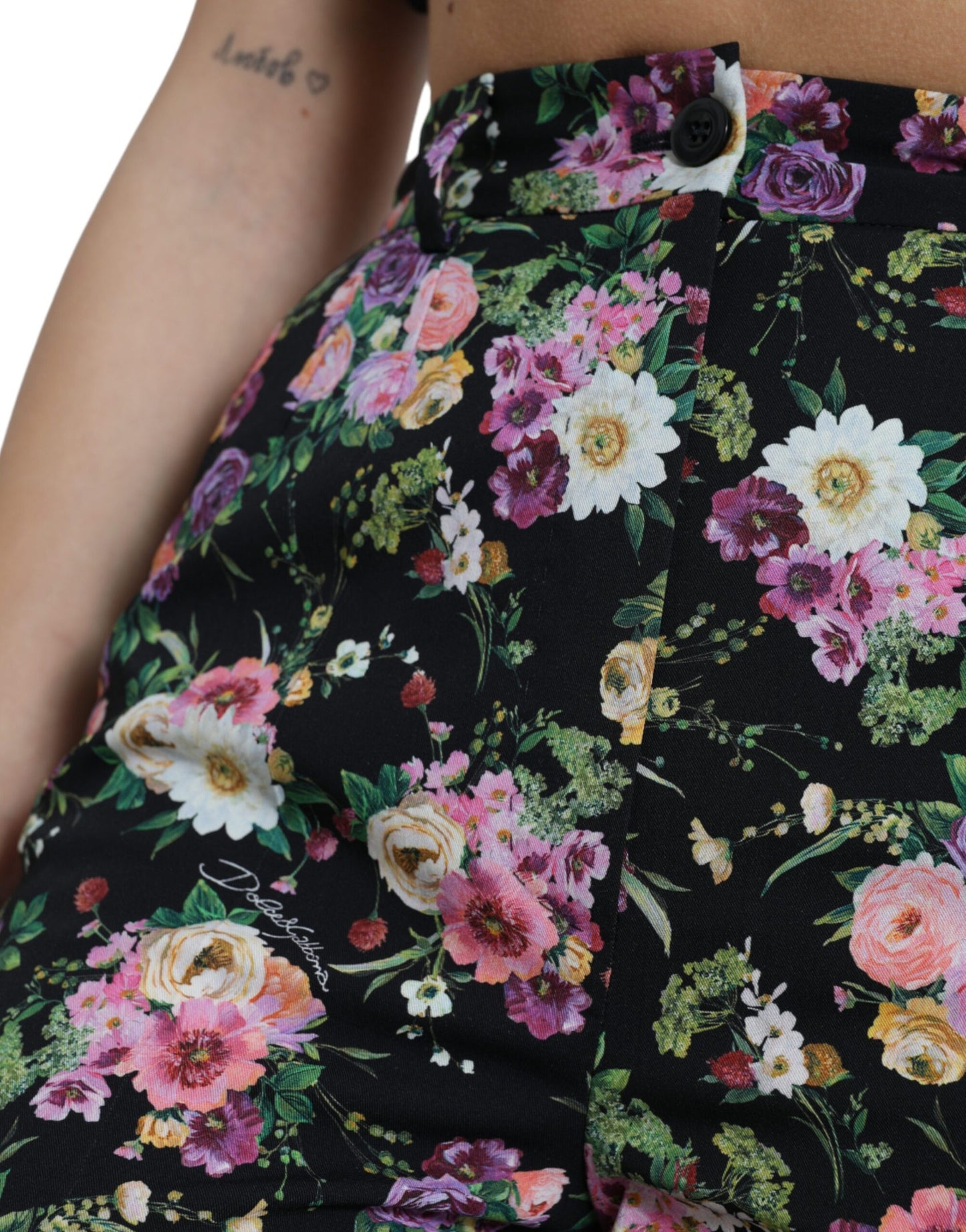 Pantalones anchos de cintura alta con estampado floral