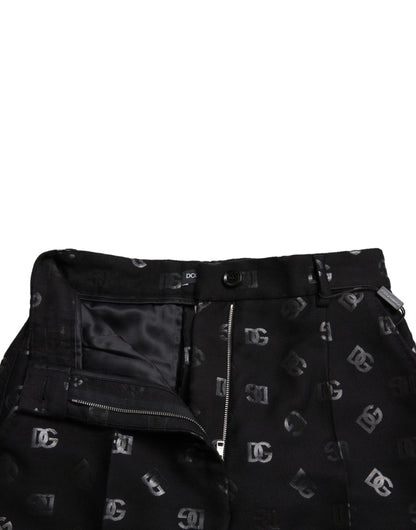 Pantalones rectos elegantes de cintura alta con estampado de logotipo