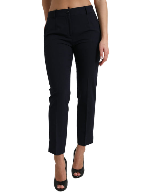 Pantalones elegantes de cintura media en azul