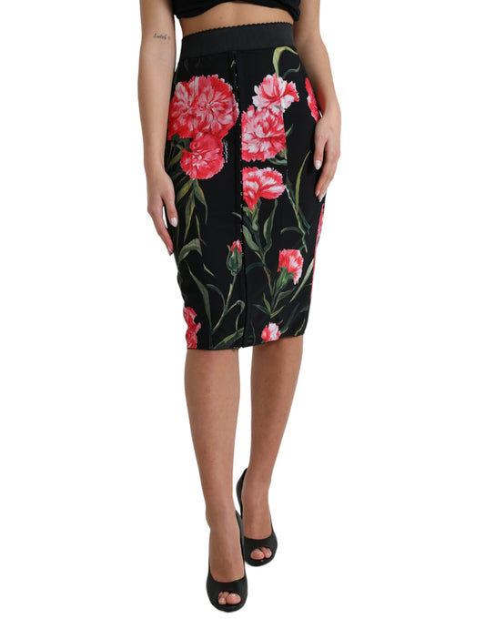 Falda lápiz de cintura alta con estampado floral