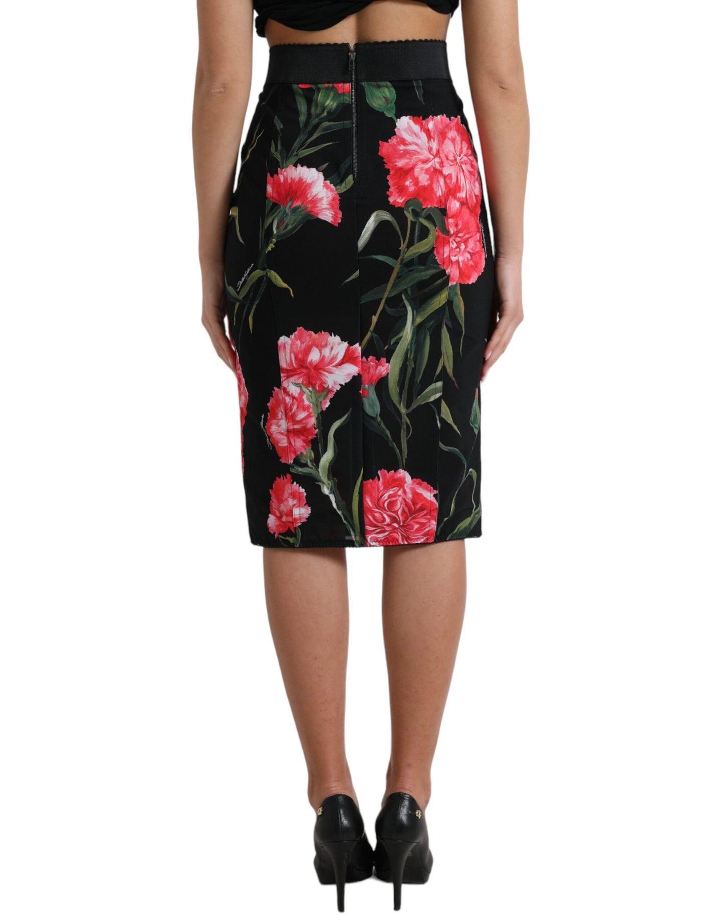Falda lápiz de cintura alta con estampado floral