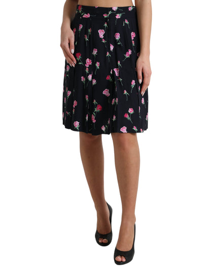 Elegante falda floral hasta la rodilla con corte en A