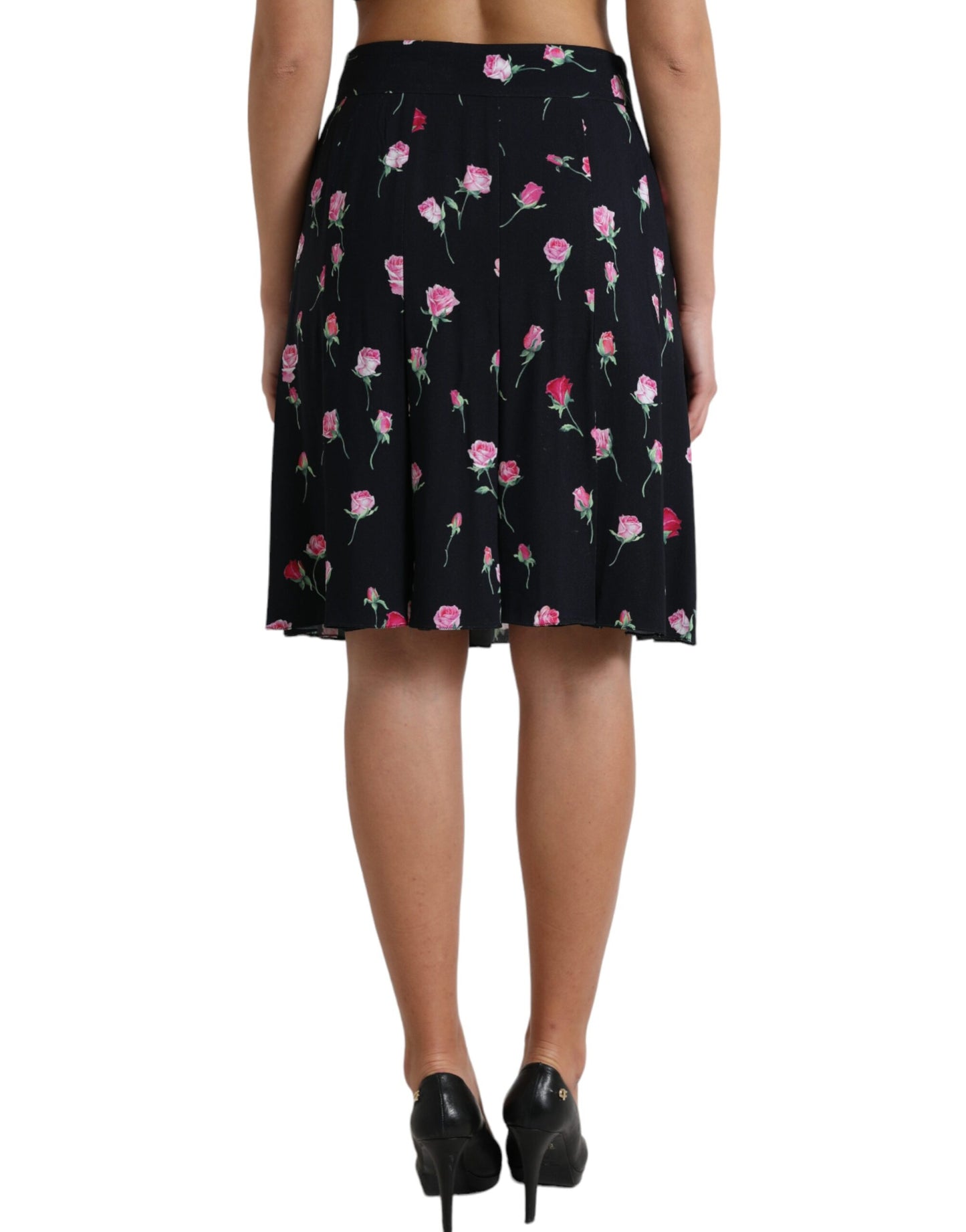Elegante falda floral hasta la rodilla con corte en A