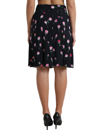 Elegante falda floral hasta la rodilla con corte en A