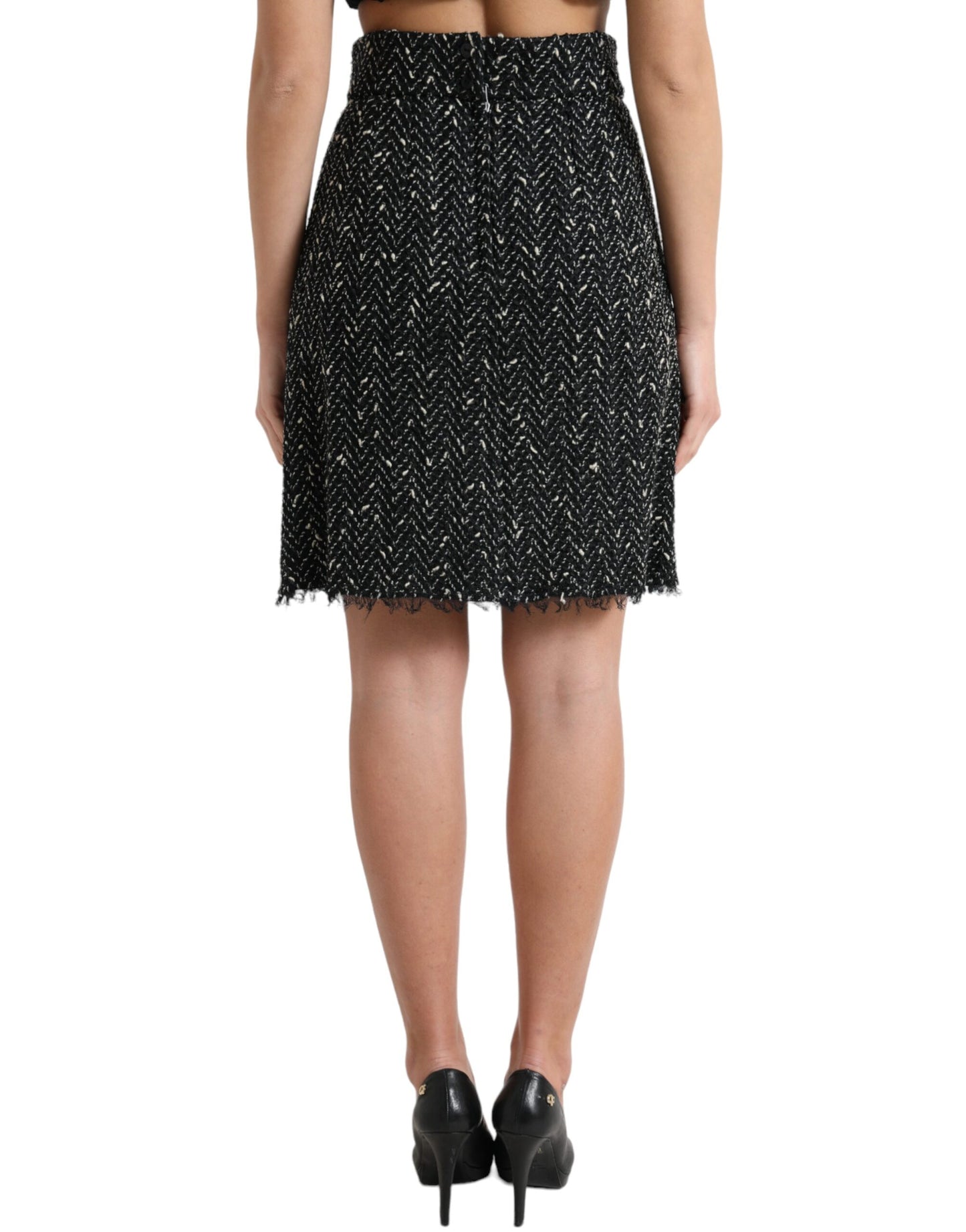 Minifalda elegante de tweed con cintura alta