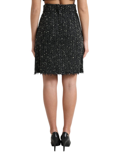 Minifalda elegante de tweed con cintura alta