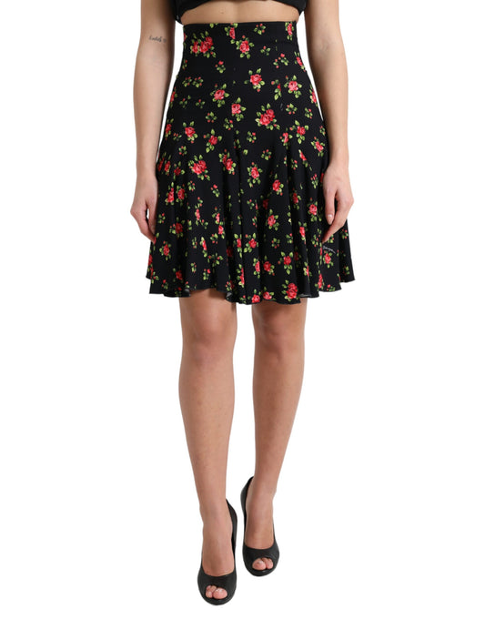 Minifalda floral de corte A con cintura alta
