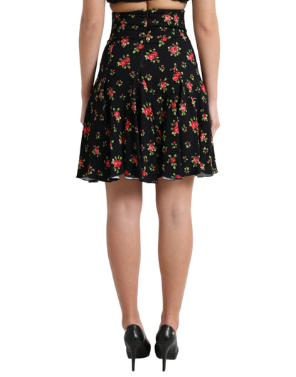 Minifalda floral de corte A con cintura alta