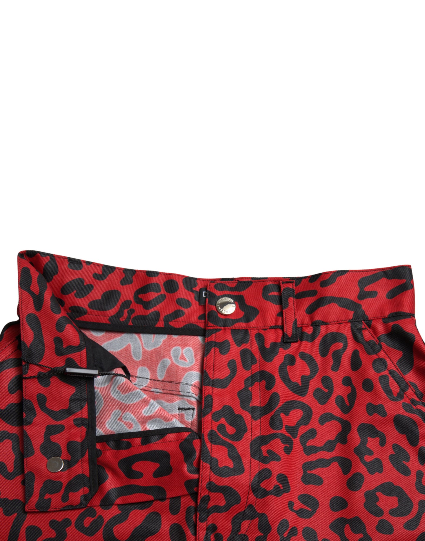 Minifalda de leopardo roja de cintura alta